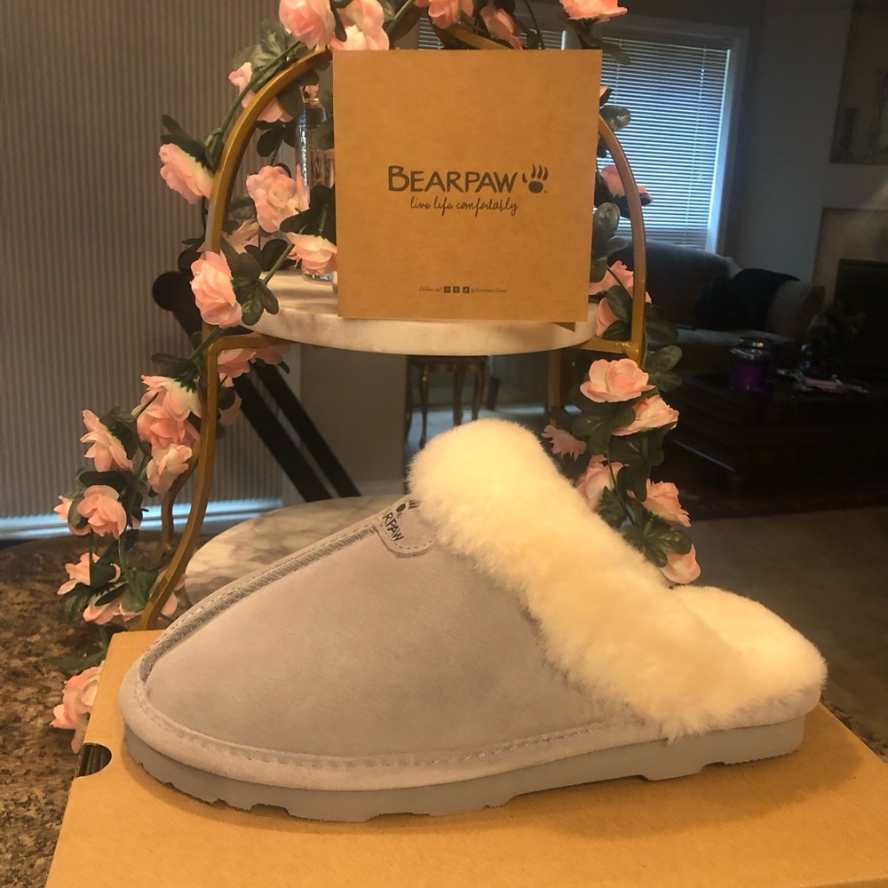 New Genuine Suede BEARPAW Slippers with Genuine Sheepskin Lining